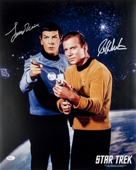 William Shatner and Leonard Nimoy Dual Signed Galaxy Image 16x20 (JSA)